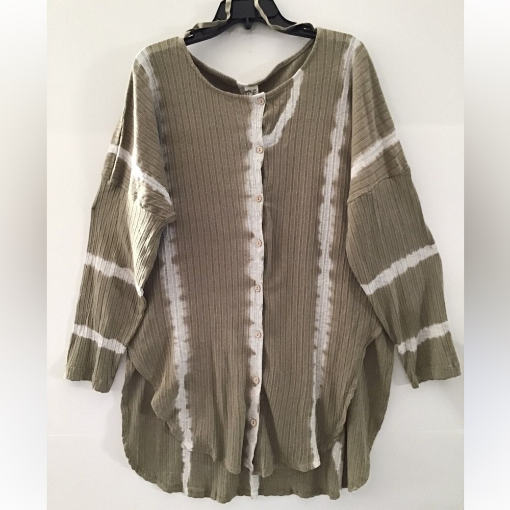 Intimately Free People Womens Olive
Green Brown Tie Dye Oversized Tunic Top
S